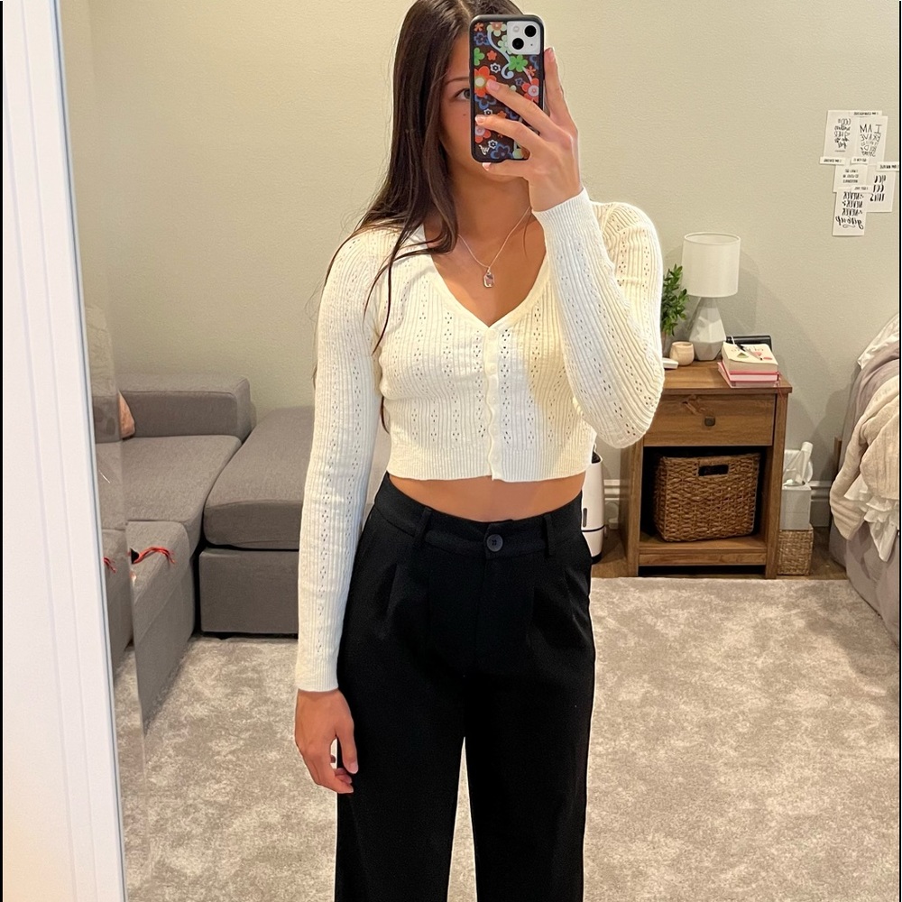 Garage Button Up Long Sleeve Cream